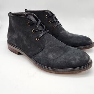 Aston Grey Khanov Chukka Boots Men's 11 Black Leather Lace-up